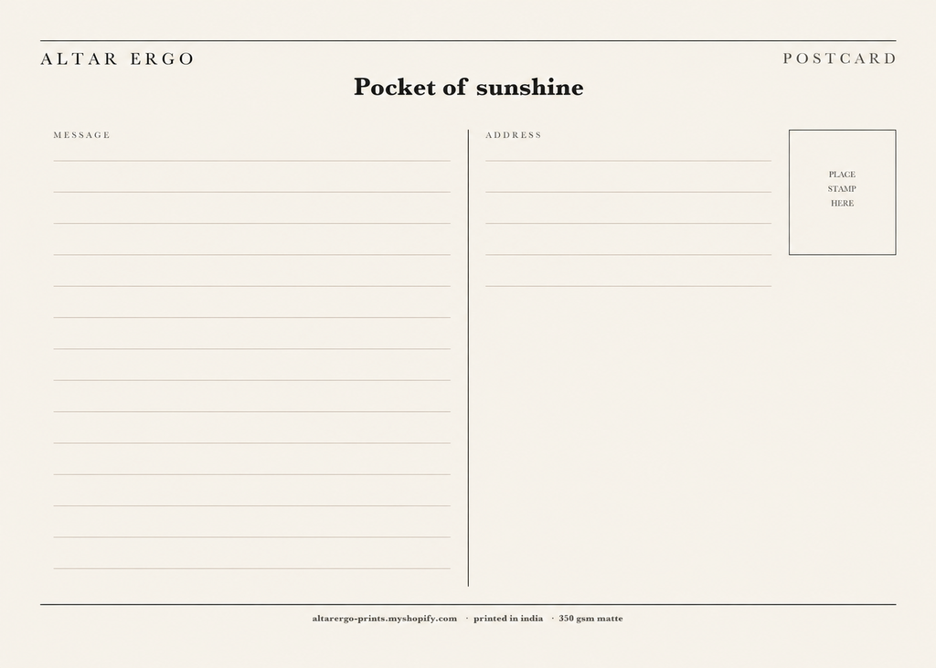 Pocket of Sunshine in the Storm — postcard detail, Altar Ergo