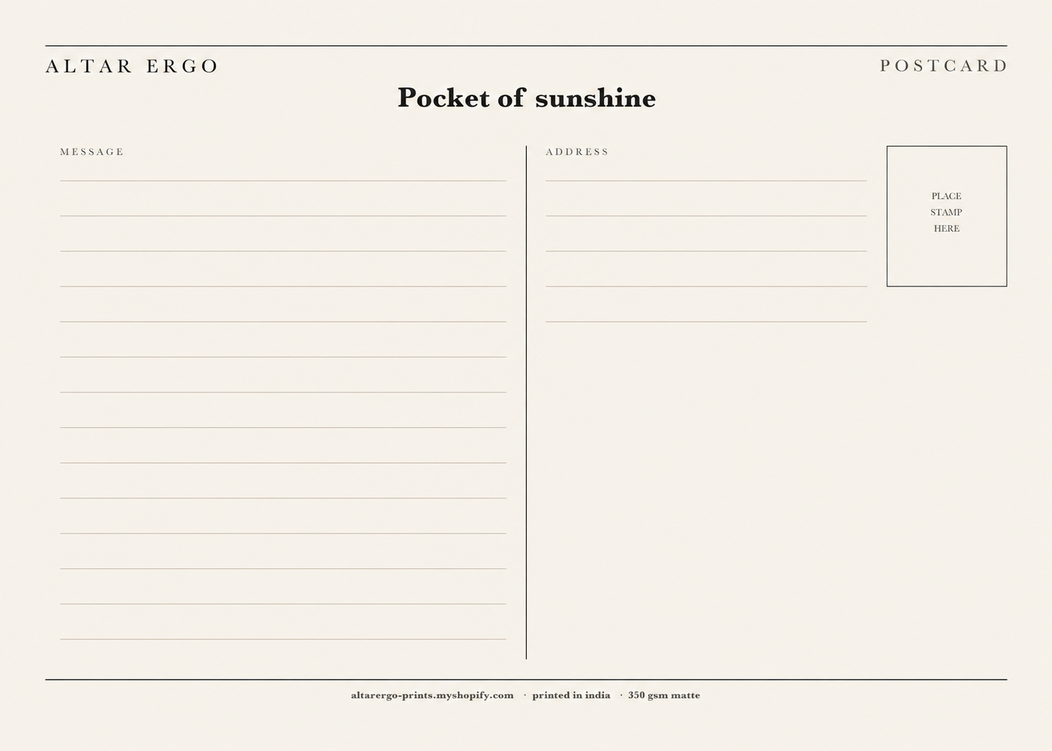 Pocket of Sunshine in the Storm — postcard detail, Altar Ergo