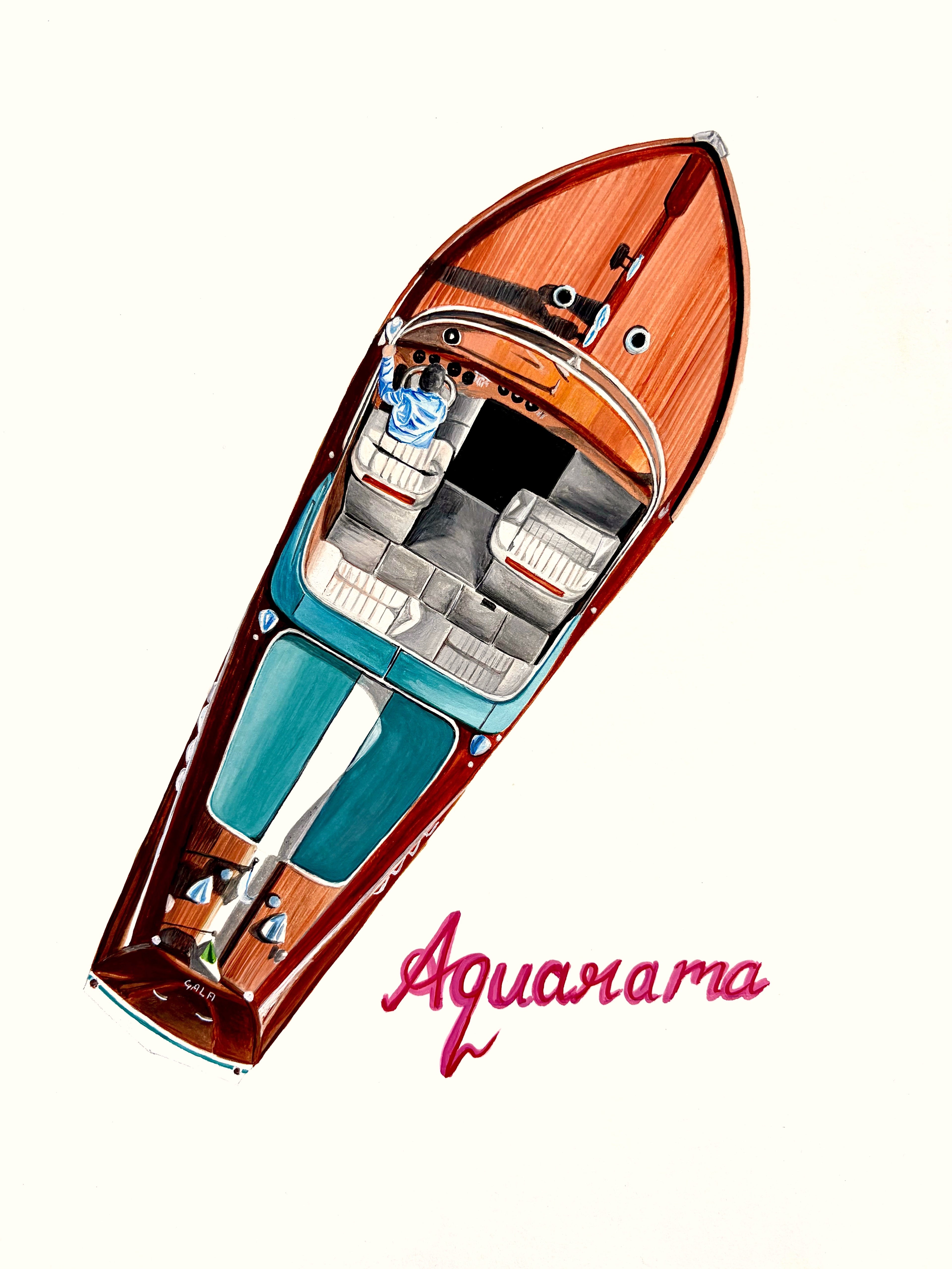 Riva Aquarama in Watercolour — artwork detail, Altar Ergo