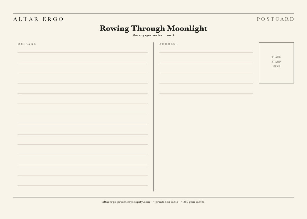 Rowing Through Moonlight — postcard back