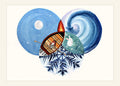 Rowing Through Moonlight — original art postcard, Voyager series by Altar Ergo