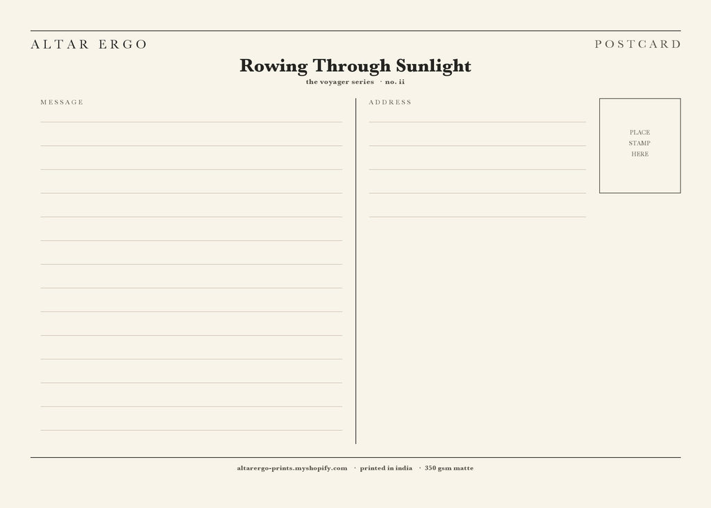 Rowing Through Sunlight — postcard back